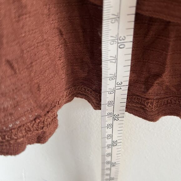 Free People Saheli Brown Long Sleeve Shee Yoke Embroidered Trim Blouse Womens S - Picture 12 of 12